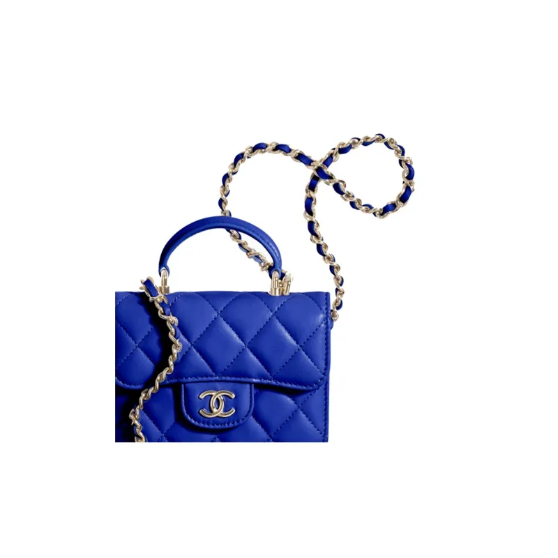 CHANEL 21K Winter Sheepskin Chain Bag, Card Holder, Coin Purse, Shoulder Bag, Crossbody Bag Women's Royal Blue-1