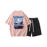 Pink T-Shirts+Black Shorts