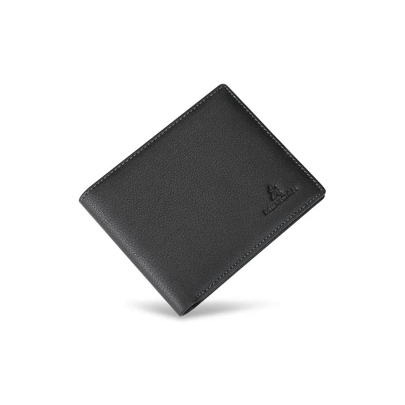 MEXICAN Nappa Texture Genuine Leather Wallet Men's Black-2