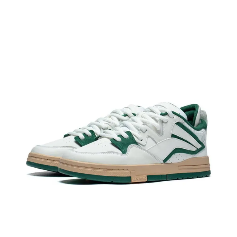 LiNing Slip Resistant Shock Absorbers Low Top Skateboard Shoes Men's White Green-2
