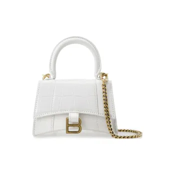 Balenciaga Hourglass Cow Leather Hourglass Bag, Shoulder Bag, Crossbody Bag, Handbag Mini Women's White