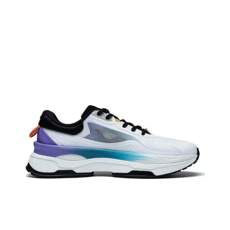 LiNing Exceed 7 Cushioning Anti Slip Wear Resistant Breathability Low Top Casual Shoes Men's White Purple-1