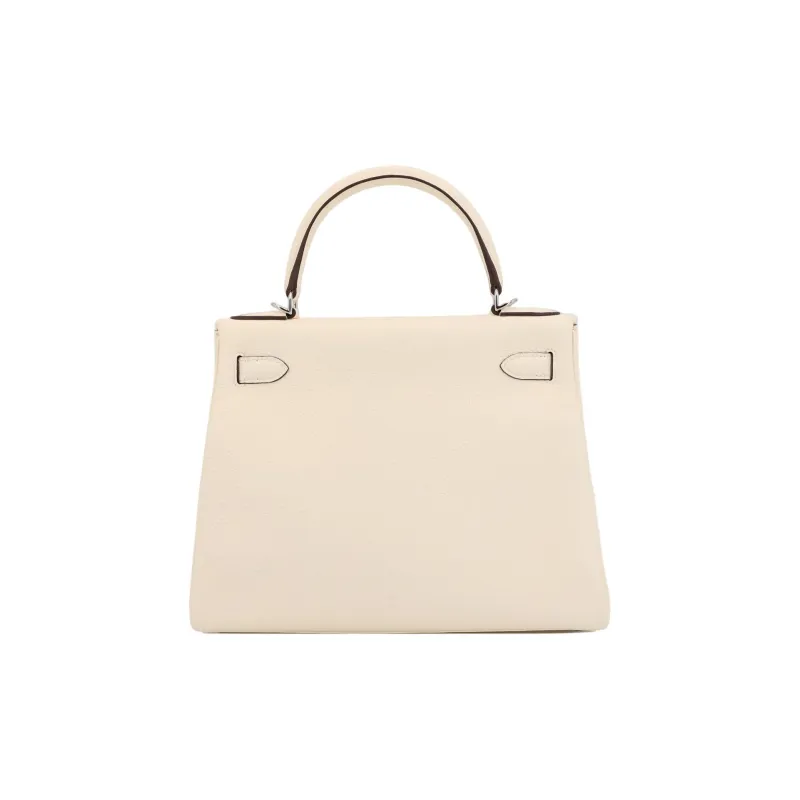 HERMES Kelly Taurillon Clemence Leather Kelly Bag Shoulder Bag Crossbody Bag Handbag Women's I2 Nata Cream White-4