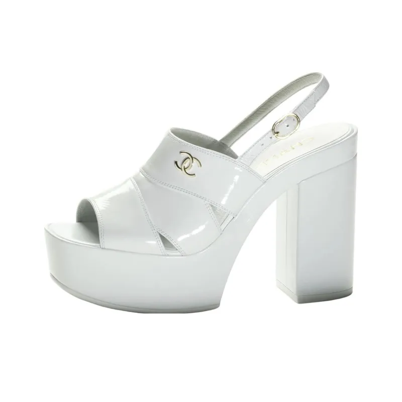 CHANEL One Strap Sandals 10.5cm Women's White-0