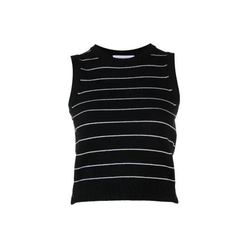 THOM BROWNE Pinstripe Cropped Crew Neck Shell Top