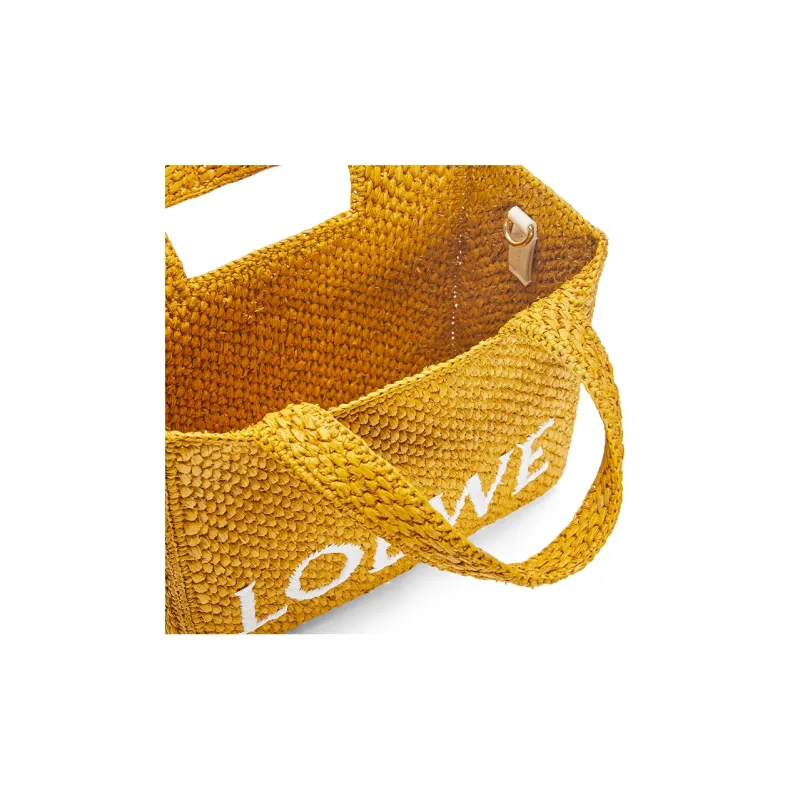 LOEWE Raffia Fiber Tote Bag Shopping Bag Handbag Small Size Women's Ochre-6