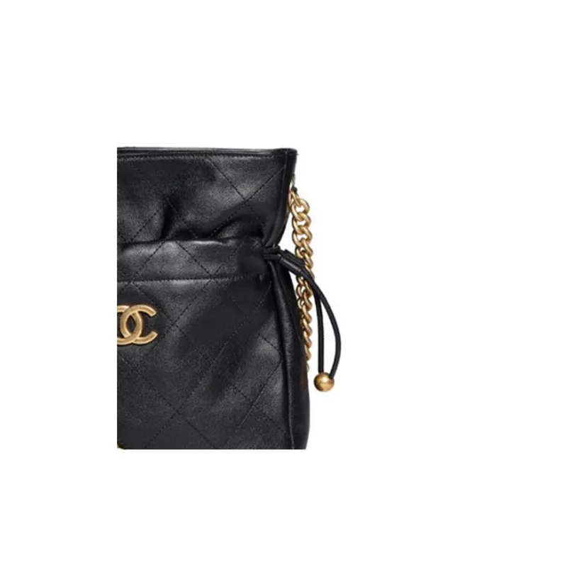 CHANEL Leather Bucket Bag, Shoulder Bag, Crossbody Bag Women's Black-1