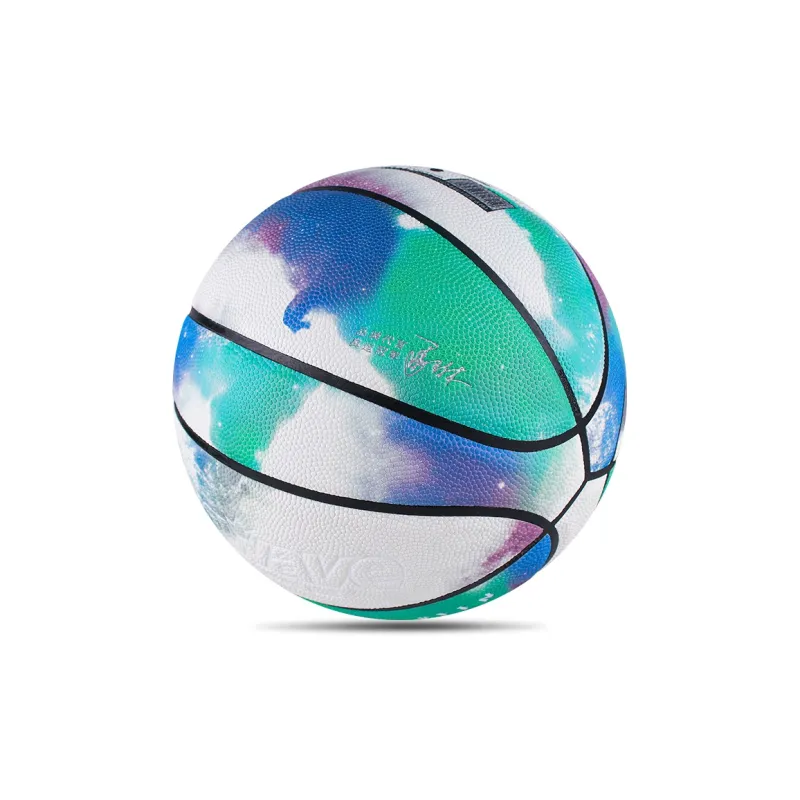 LENWAVE PU Basketball Tie Dye White Green Size 7 Glow In The Dark Unisex-1