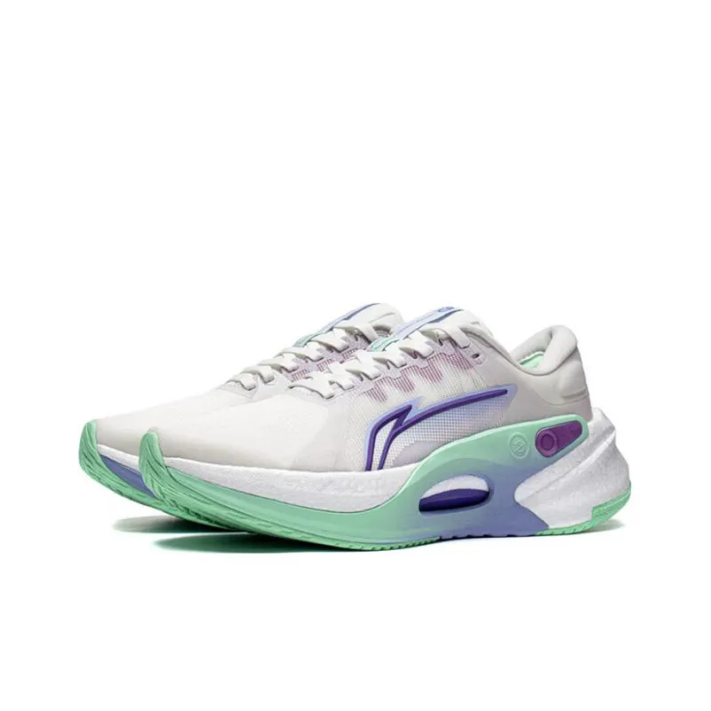 LiNing Furious Rider 7.0 Cushioning Low Top Midsole Technology Running Shoes Women's White Purple-2
