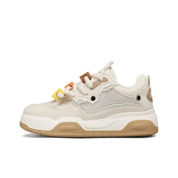 Warrior Candy Cube Series Puffy Shoes Lightweight, Breathable, And Abrasion Resistant Low Top Casual Shoes Unisex Beige