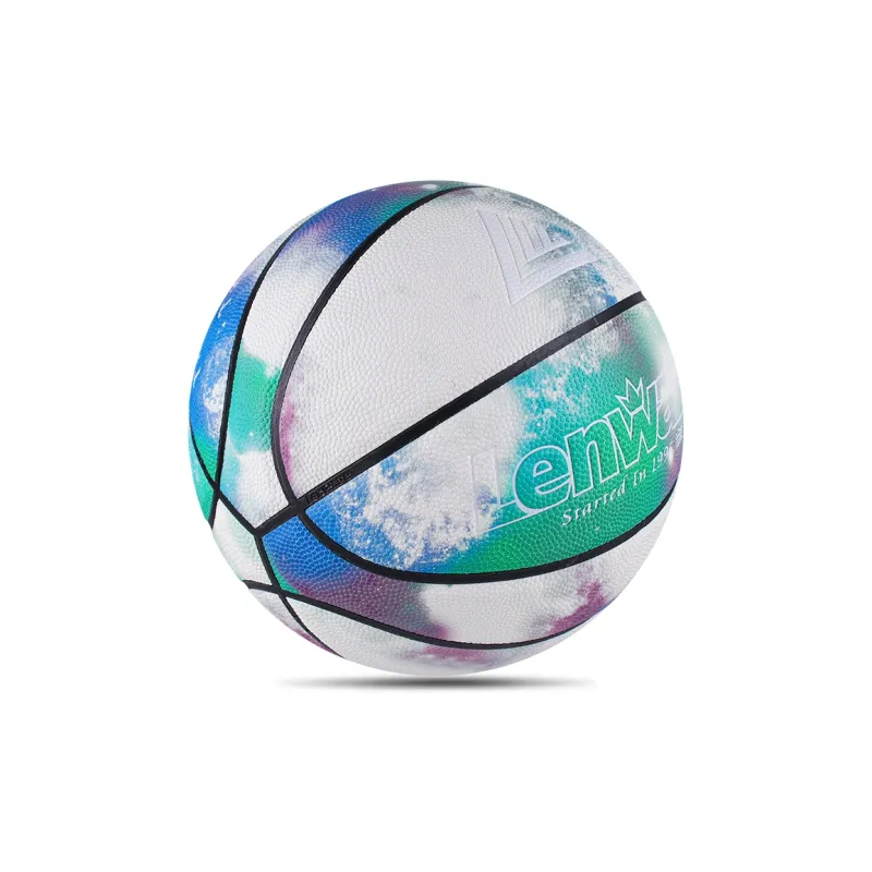LENWAVE PU Basketball Tie Dye White Green Size 7 Glow In The Dark Unisex-3
