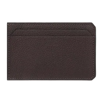 HERMES Barenia Faubourg Calfskin Card Holder Men's 46 Ebony Wood Color