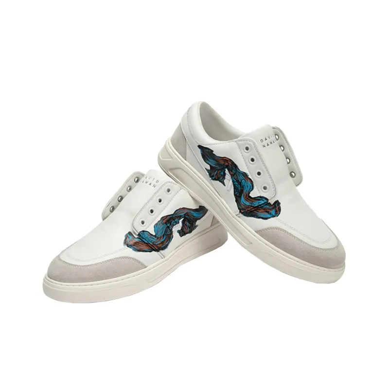 DAVID NAMAN Low Top Skateboard Shoes Men's White-3