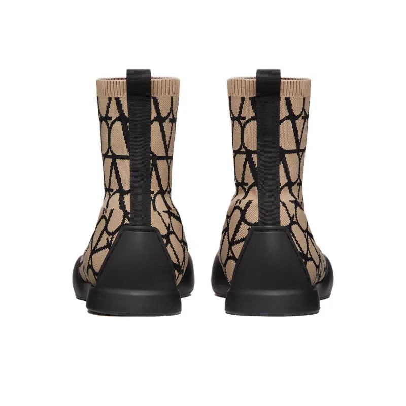 Valentino Toile Iconographe Round Toe Sock Boots-4