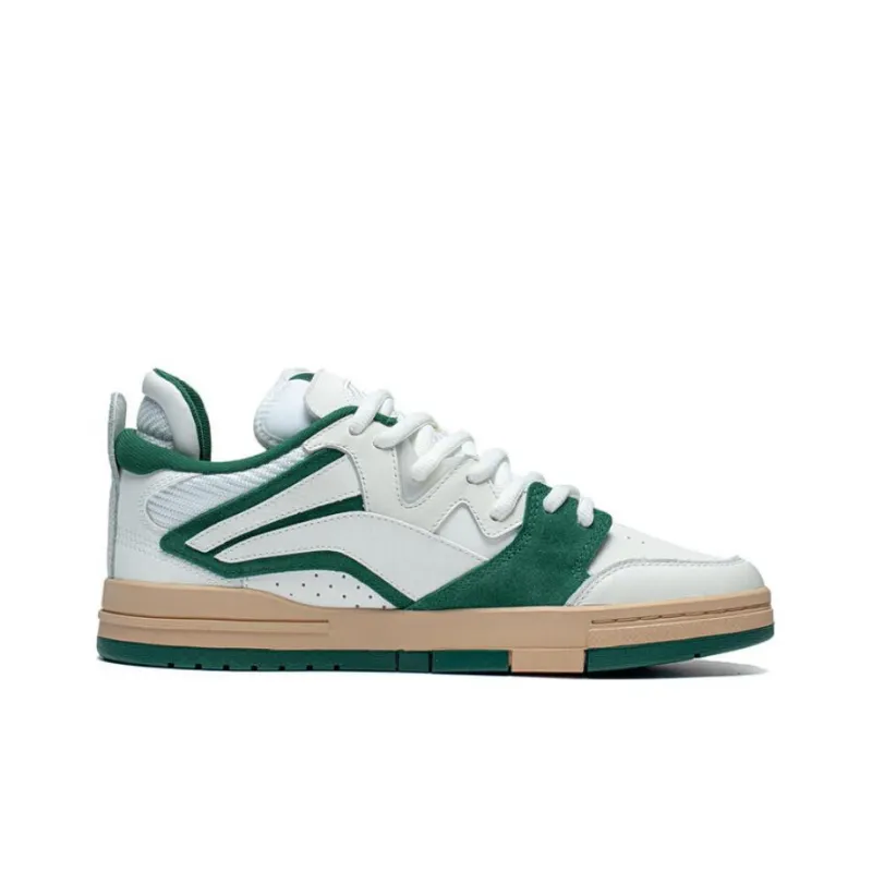 LiNing Slip Resistant Shock Absorbers Low Top Skateboard Shoes Men's White Green-1