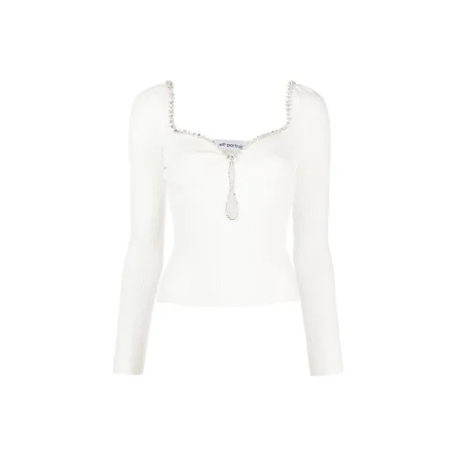 Self-portrait Crystal-embellished Trim Top