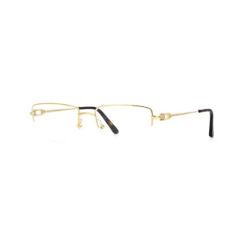 CARTIER Décor C Metal Irregular Shape Eyeglass Frames Unisex Gold
