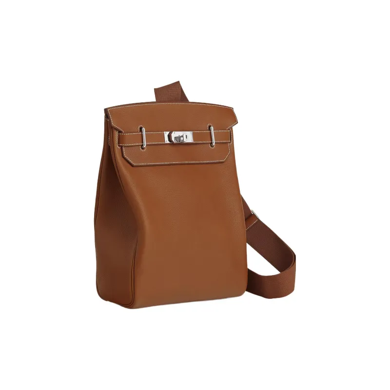 HERMES Hac A Dos Calfskin Backpack Regular Men's 34Fauve Light Tawny-1