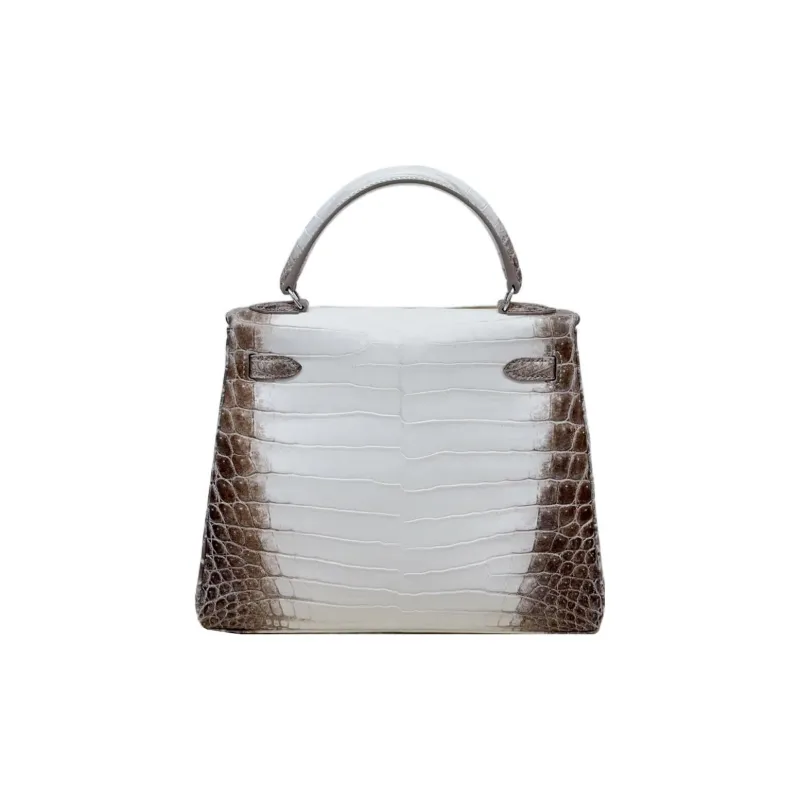 HERMES Kelly Rhinestone Buckle Crocodile Leather Limited Edition Blue Box Kelly Bag Handbags Regular Women's Natural-4