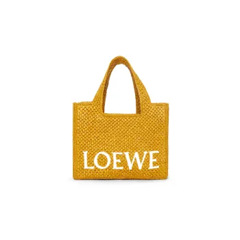 LOEWE Raffia Fiber Tote Bag Shopping Bag Handbag Small Size Women's Ochre