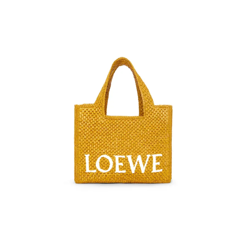LOEWE Raffia Fiber Tote Bag Shopping Bag Handbag Small Size Women's Ochre-0