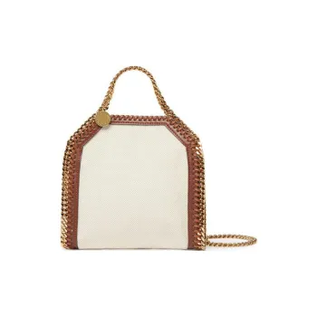 Stella McCartney Falabella Polyester Tote Bag, Shopping Bag, Irregular Shaped Bag, Handbag Women's White & Umber