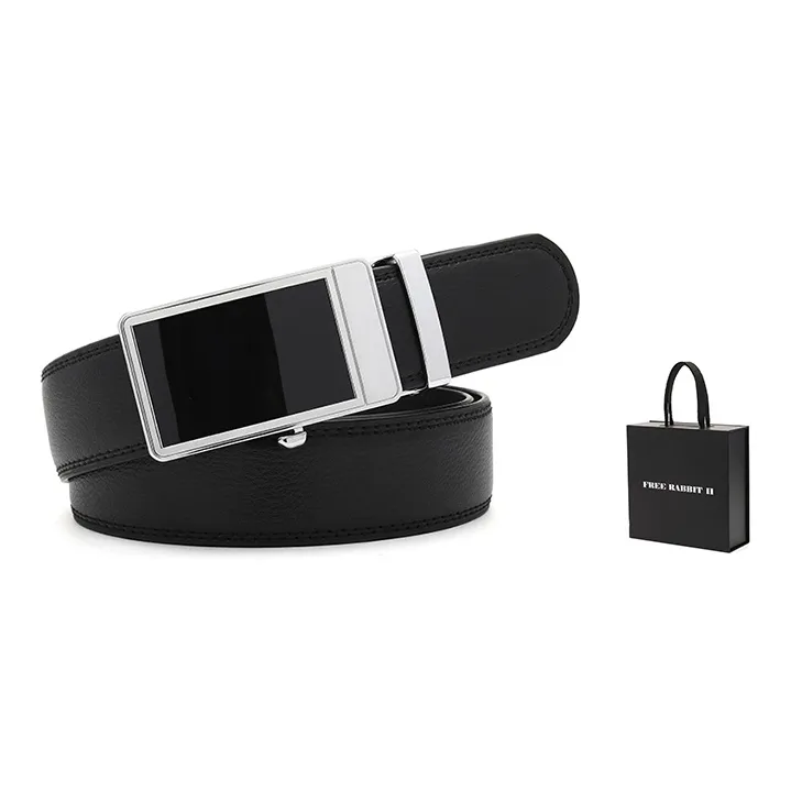 FREE RABBITⅡ No Hole Automatic Buckle Smooth Strap Body Leather Belts Men's-9