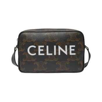 CELINE Cow Leather Crossbody Bag Medium Size Men's Yellow Brown