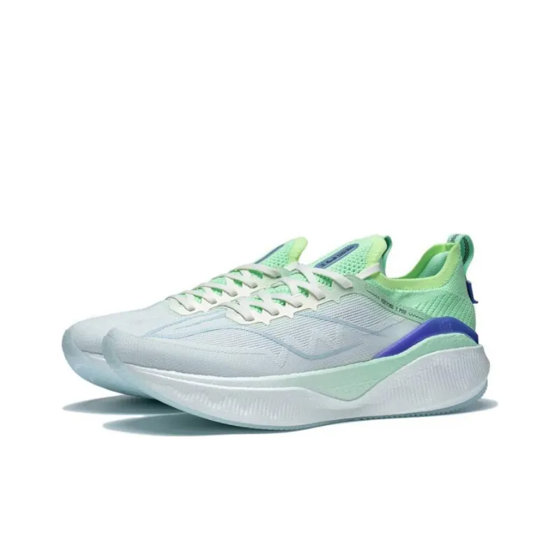 LiNing YueYing 3.0 Pro Cushioned Slip Resistant Low Top Marathon Running Shoes Unisex White Cyan-2