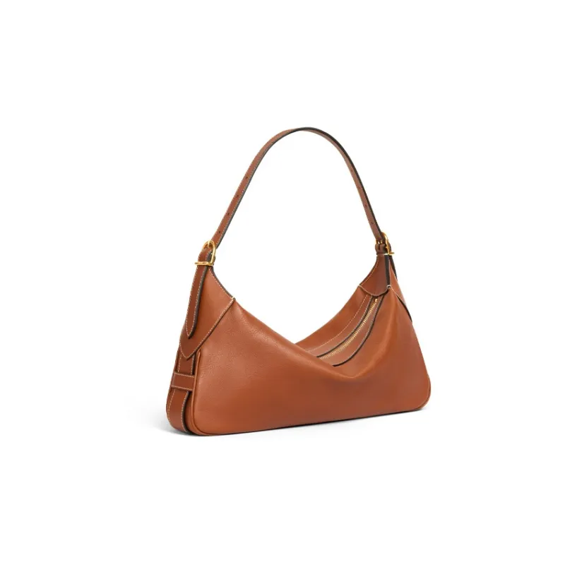 CELINE Romy Collection Soft Calfskin Shoulder Bag Handbag Medium Size Women's Tawny-1