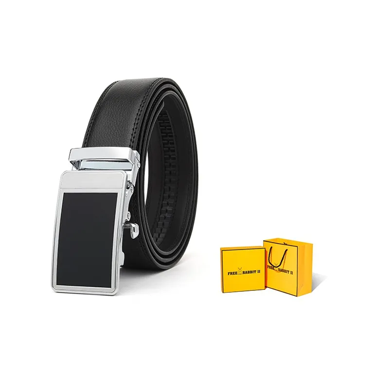 FREE RABBITⅡ No Hole Automatic Buckle Smooth Strap Body Leather Belts Men's-3