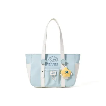 Sound For Life PU Tote Bag, Shopping Bag, Handbag Women's Blue/Green