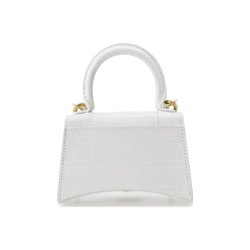 Balenciaga Hourglass Cow Leather Hourglass Bag, Shoulder Bag, Crossbody Bag, Handbag Mini Women's White-2