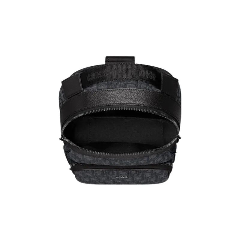DIOR Oblique Jacquard Fabric Crossbody Bag Shoulder Bag Mini Men's Black-4