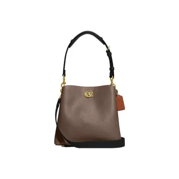 COACH Willow Pebble Grain Leather Bucket Bag, Handbag, Shoulder Bag, Crossbody Bag Medium Size Women's Dark Lime Gray