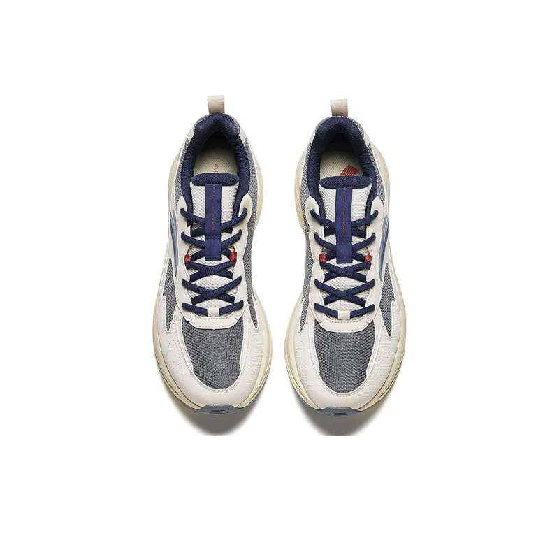 Anta Wear Resistant Low Top Retro Running Shoes Men's White Gray-2