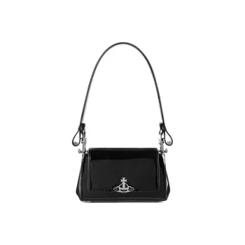 Vivienne Westwood Cow Leather One Shoulder Handbags Small Size Women's Black