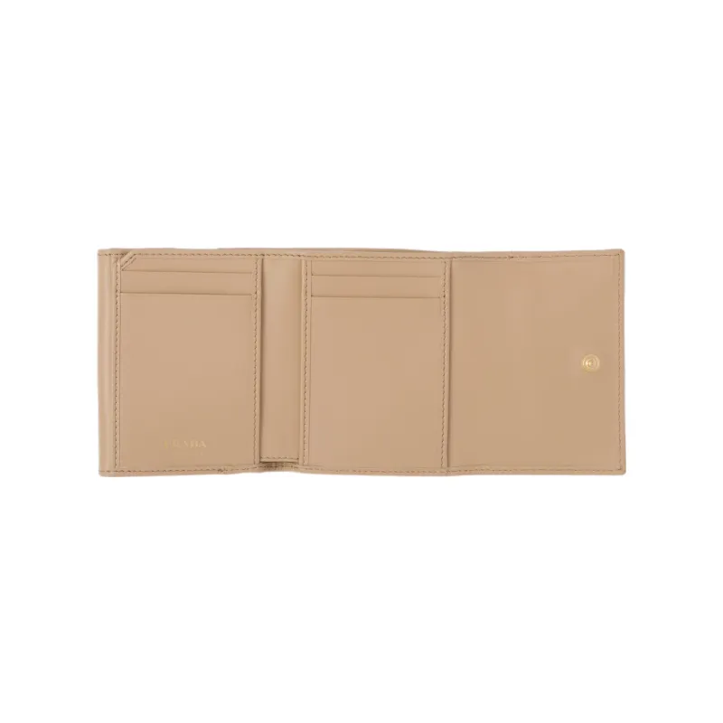 PRADA Leather Wallet Mini Women's Sand Beige Yellow-3