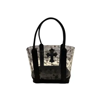 Chrome Hearts Leather Tote Bag Shopping Bag Handbag Women's Black