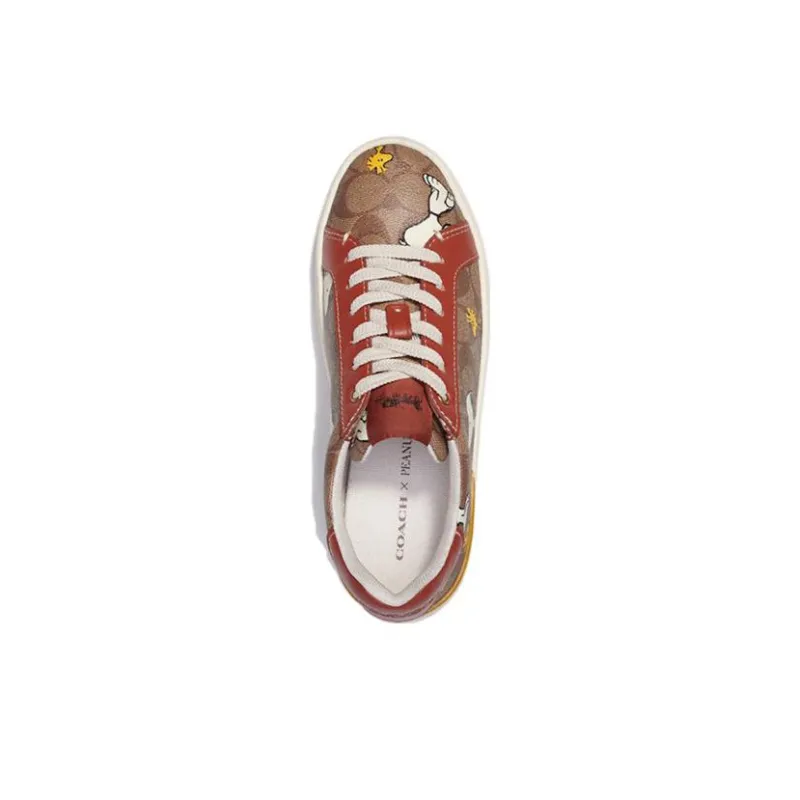 COACH Low Top Skateboard Shoes Men's Khaki-3