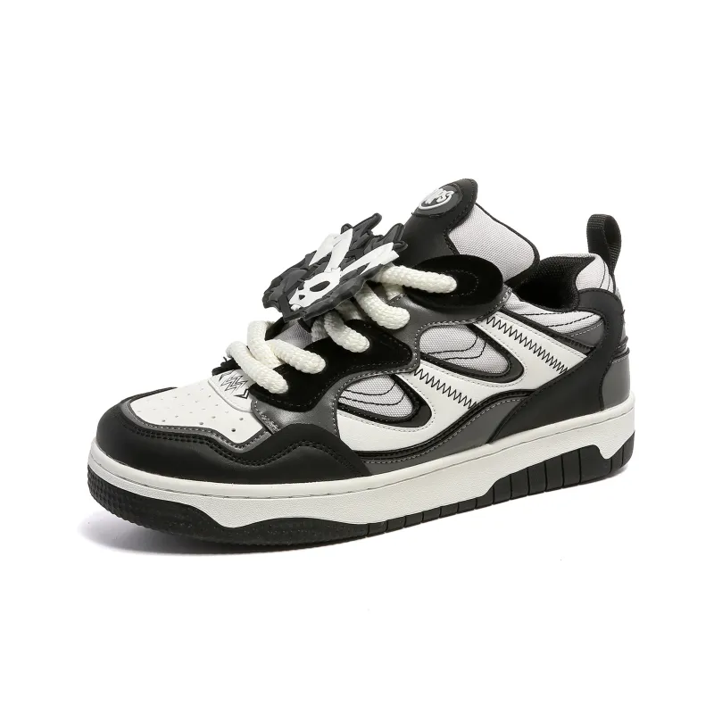MR.PESIN Low Top Skateboard Shoes Unisex Black White-1