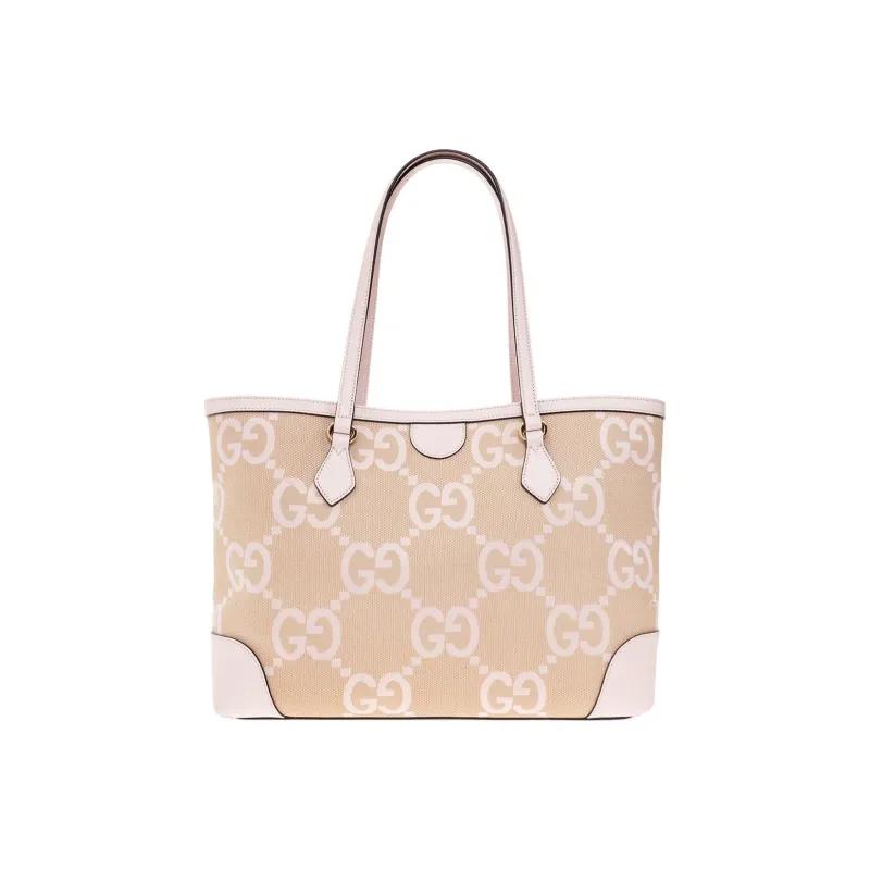 GUCCI Ophidia Canvas With Leather Tote Bag, Shopping Bag, Canvas Bag, Handbag Medium Size Women's Camel/Pink-2
