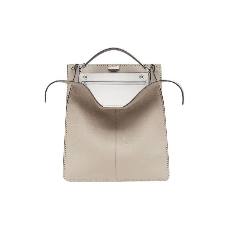 FENDI Peekaboo ISeeU Smooth Calf Leather Tote Bag Shopping Bag Shoulder Bag Crossbody Bag Handbag Men's Light Brown-0