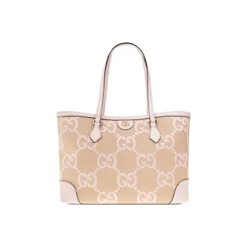 GUCCI Ophidia Canvas With Leather Tote Bag, Shopping Bag, Canvas Bag, Handbag Medium Size Women's Camel/Pink