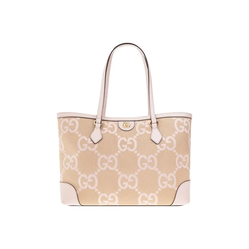 GUCCI Ophidia Canvas With Leather Tote Bag, Shopping Bag, Canvas Bag, Handbag Medium Size Women's Camel/Pink-0