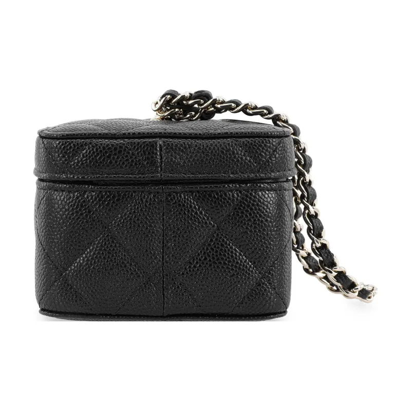 CHANEL Litchi Grain Cow Leather Small Square Bag Handbag Women's Black-2