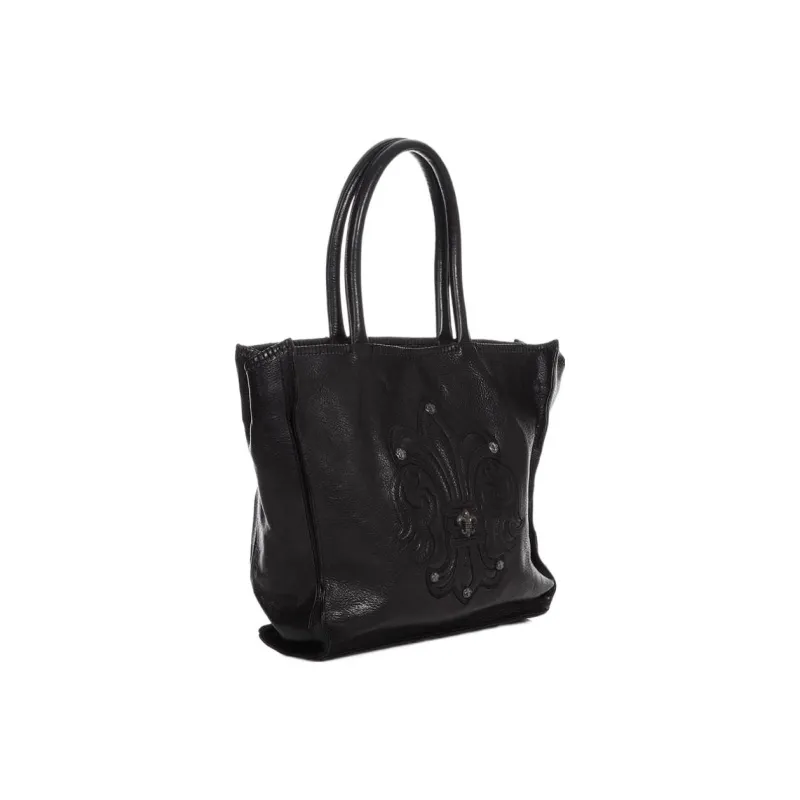 Chrome Hearts Leather Tote Bag Shopping Bag Shoulder Bag Handbag Women's Black-4