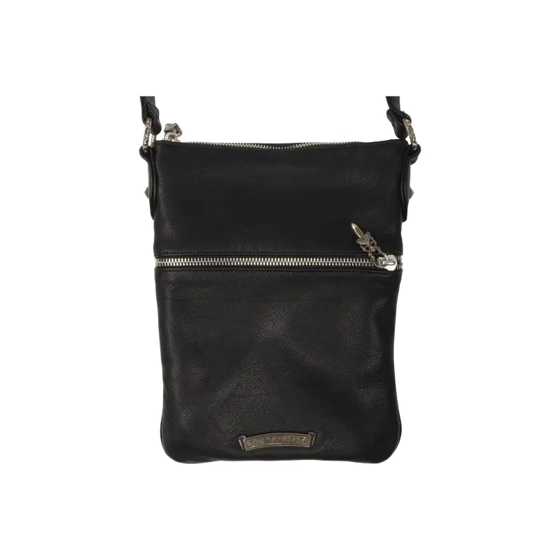Chrome Hearts Leather Shoulder Bag Crossbody Bag Unisex Black-3