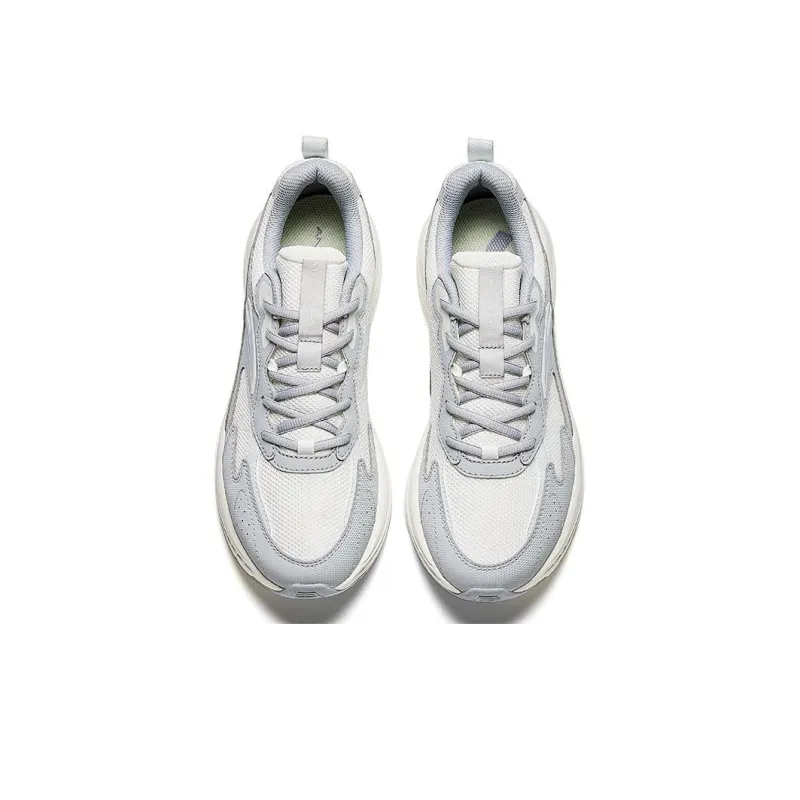 Anta Anti Slip Wear Resistant Low Top Retro Running Shoes Men's Gray White-2