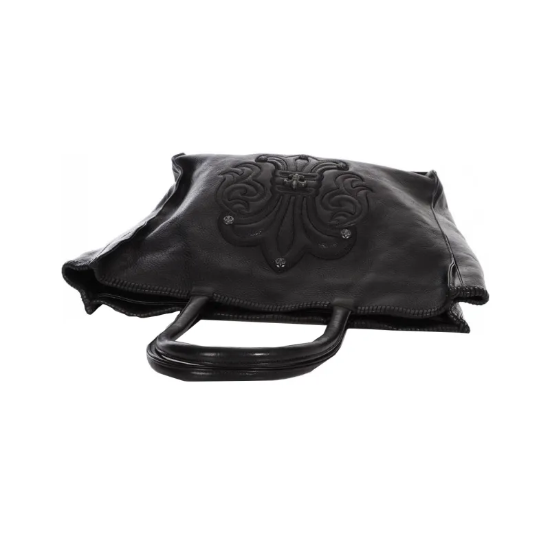 Chrome Hearts Leather Tote Bag Shopping Bag Shoulder Bag Handbag Women's Black-6